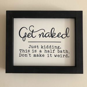 Half-Bath Sign- White with Black Frame